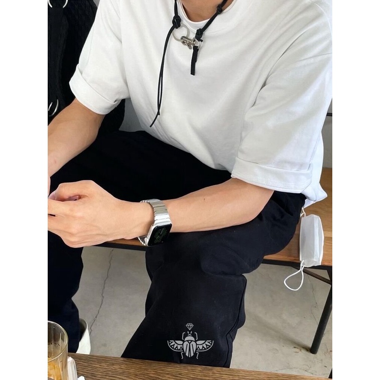 Our legacy Vòng cổ Da Bò Mặt Tròn Bằng Thép Titan Màu Đen Phong Cách ins Cổ Điển Đa Năng