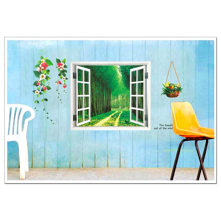 Decal cửa sổ con đường xanh 2 - DCS023