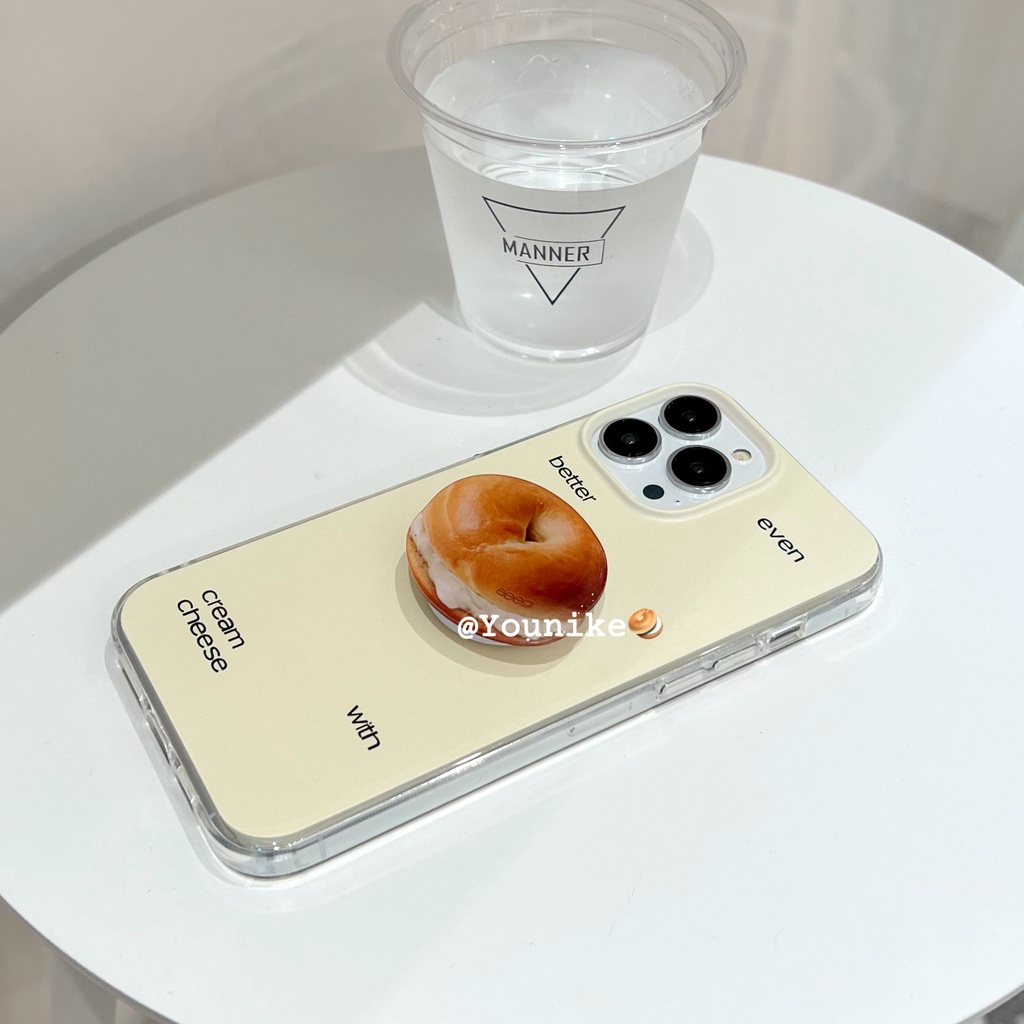 Ốp Điện Thoại Họa Tiết Bánh Mì Nướng Kiểu Hàn Quốc Kèm Giá Đỡ Cho 15 / 14pro / 13pro / 12promax / 11 / xr