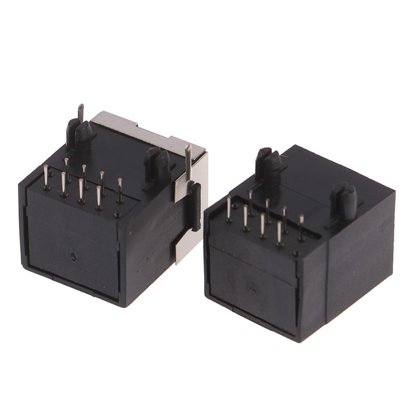 HBVN belle 10PCS RJ45 Metal 8 Pin Female PCB Right Angle Board Jack Connector 8P8C modish