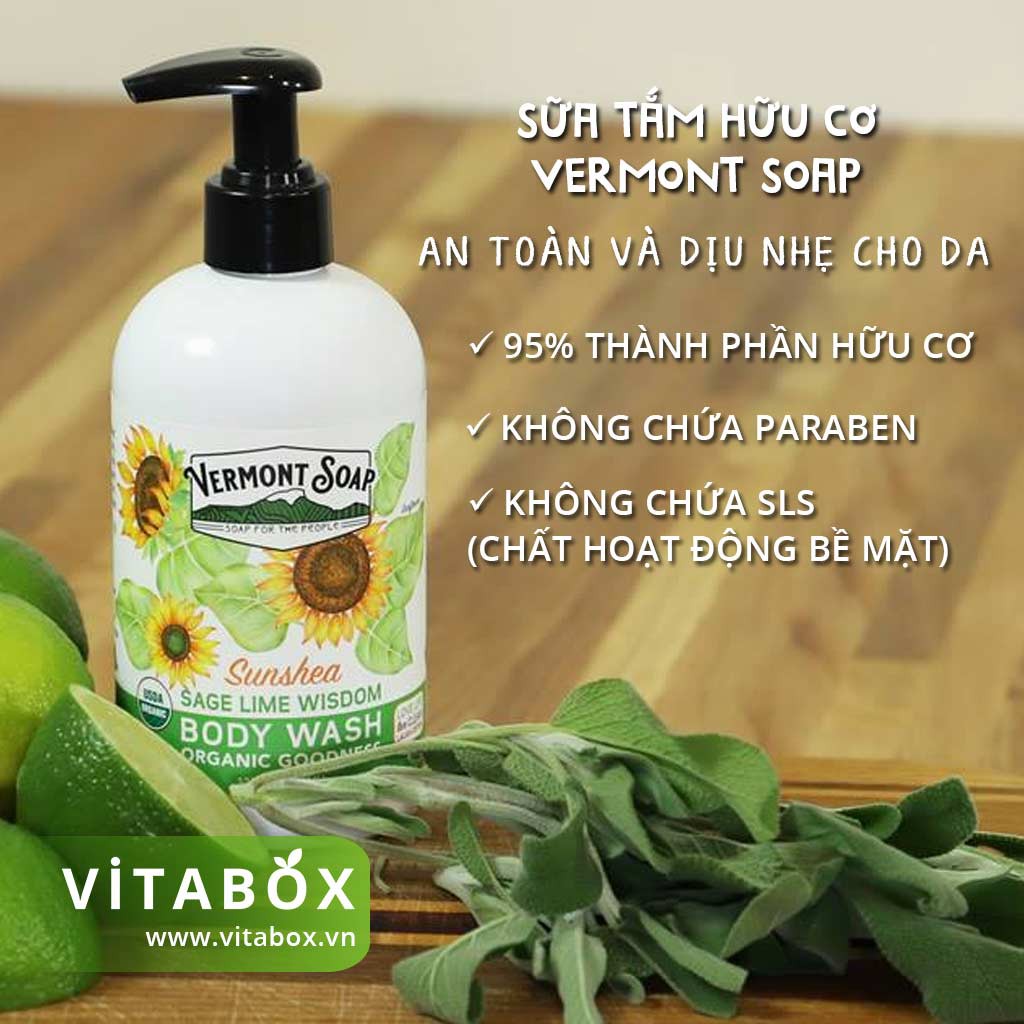 Vermont Soap - Sữa Tắm Hữu Cơ Dịu Nhẹ Cho Da Nhạy Cảm và Em Bé, Giúp Da Mềm Mịn - USDA Organic Body Wash | BigBuy360 - bigbuy360.vn