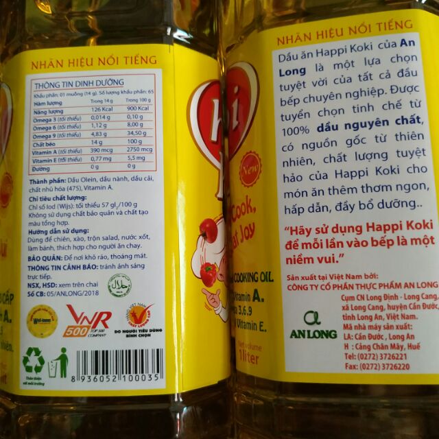 Dầu ăn HAPPI KOKI 1lít
