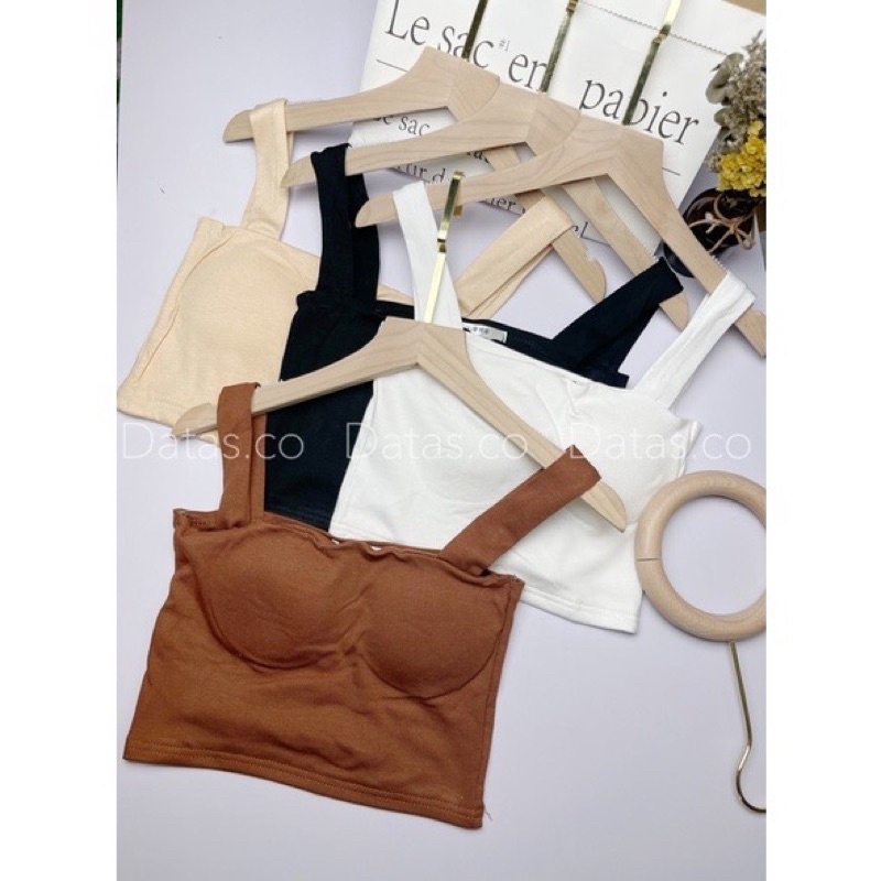 Áo hai dây bản to nâu đen trắng nude  nữ.