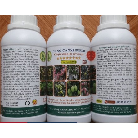 Dung dịch Nano Canxi Super chai 500ml - Chống rụng hoa, rụng quả non.