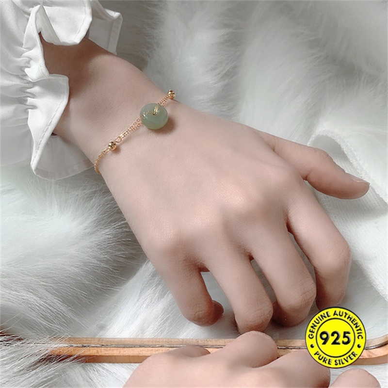 Vòng đeo tay mạ bạc 925 kiểu ngọc bích xinh xắn cho nữ