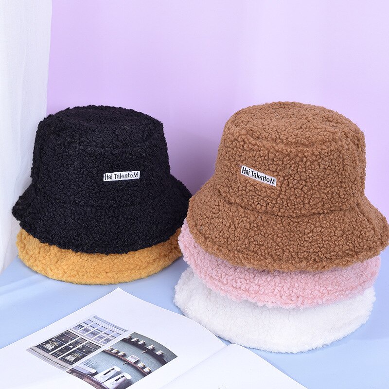 Mũ Bucket Len Lông Cừu Giữ Ấm Mùa Đông In Chữ Thời Trang Cho Bé Trai Bé Gái