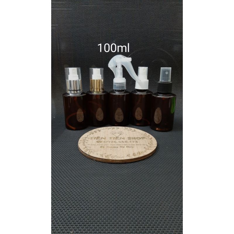 Chai nhựa nâu vát 100ml đầu xịt phun sương