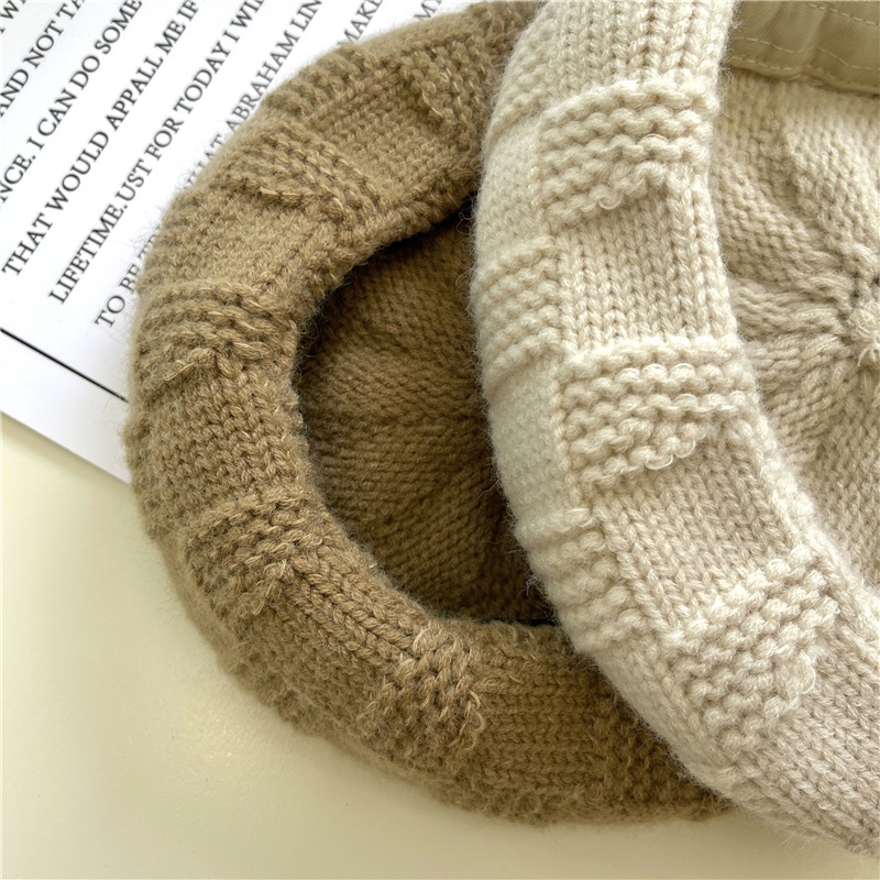 Mũ Beret Dệt Kim Màu Sắc Trơn Phong Cách Hàn Quốc Thời Trang Thu Đông Cho Nữ