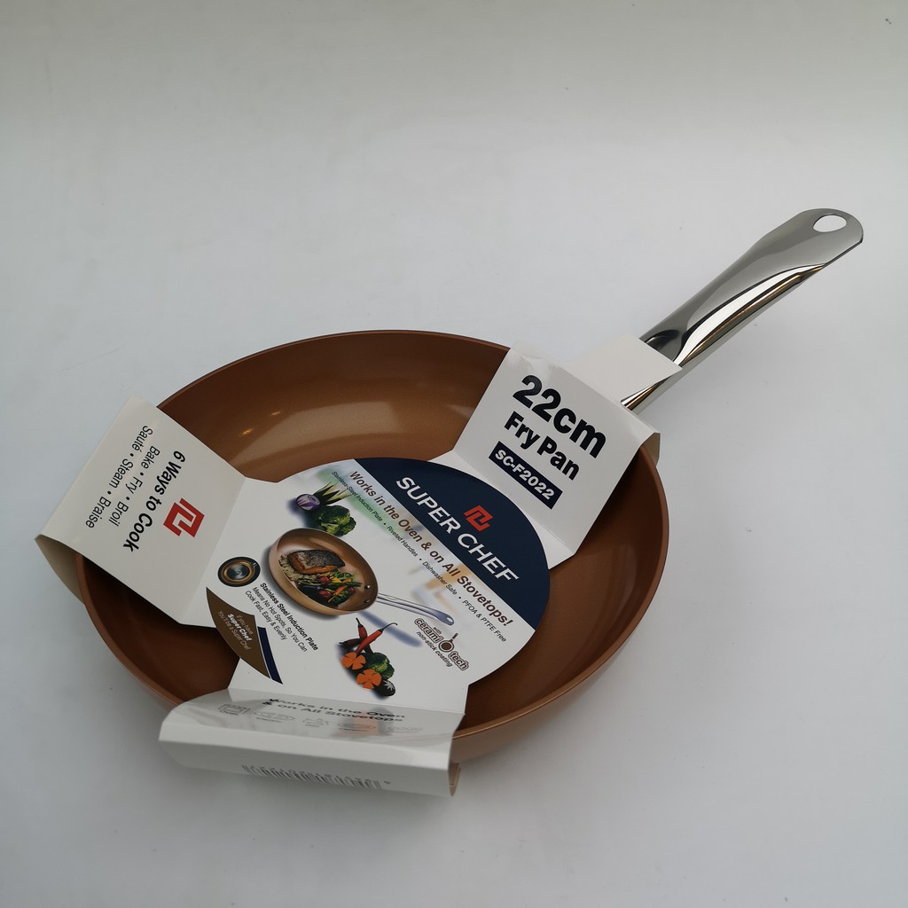 Chảo chiên SUPER CHEF h.kim tráng men đáy từ 22cm