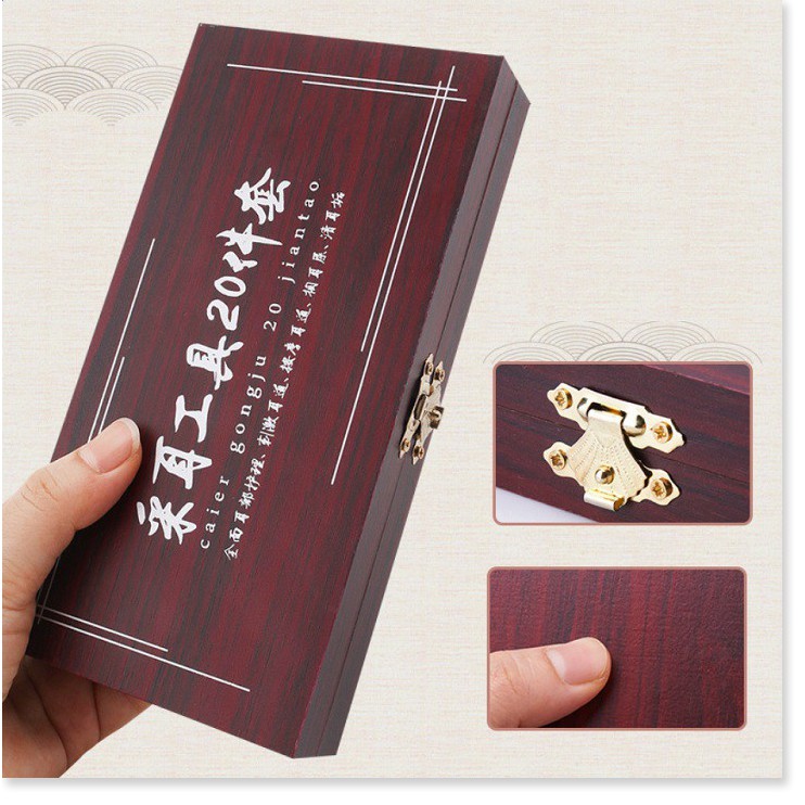 Dụng cụ lấy ráy tai, nhíp lấy ráy tai, bộ ngoáy tai, bộ lấy ráy tai hộp gỗ tich hợp đèn soi