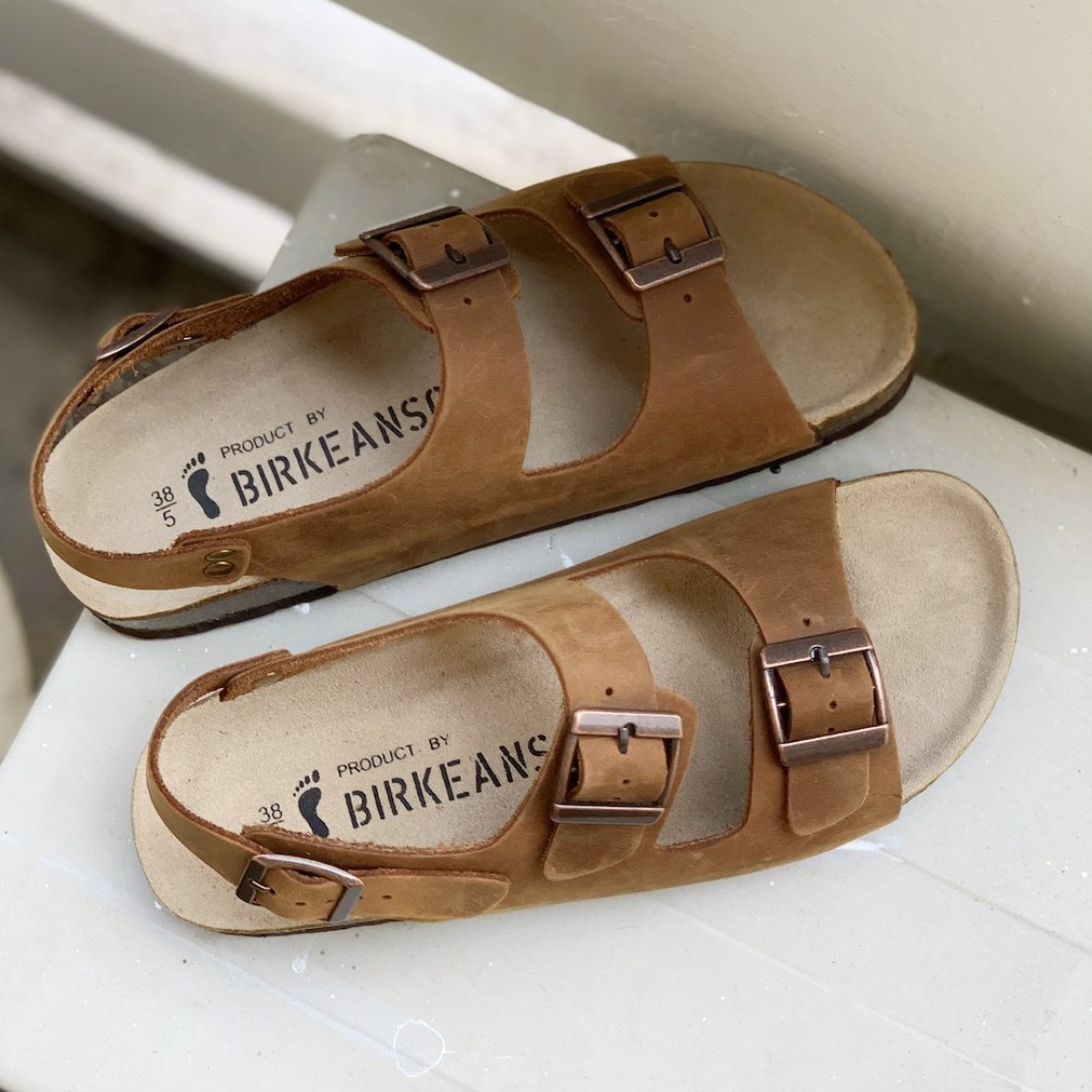 - GIÀY 2 KHOÁ DA BÒ THẬT MÀU NÂU UNISEX