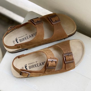 [ BIRKEANSG ] - GIÀY ĐẾ TRẤU 2 KHOÁ DA BÒ THẬT MÀU NÂU UNISEX