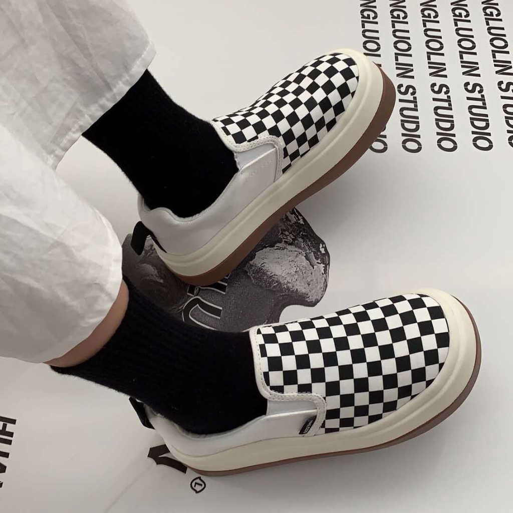 Giày Sneaker Đế Xuồng Họa Tiết Kẻ Sọc Thời Trang Cho Nữ