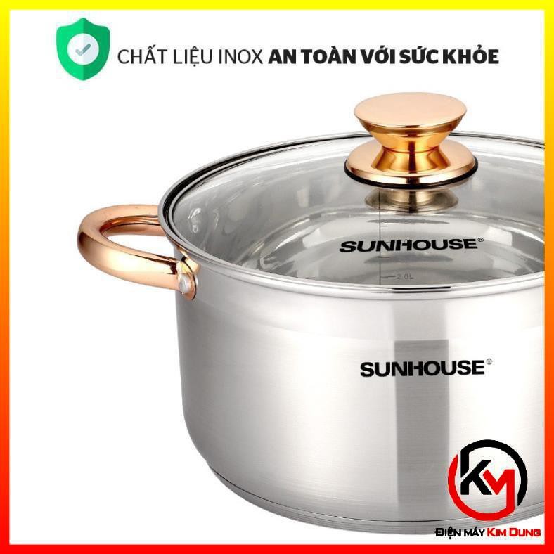 Bộ Nồi Inox 5 Đáy, Bộ Nồi SUNHOUSE SH781 Nấu Nhanh, Giữ Nhiệt Tốt- Hàng Chính Hãng