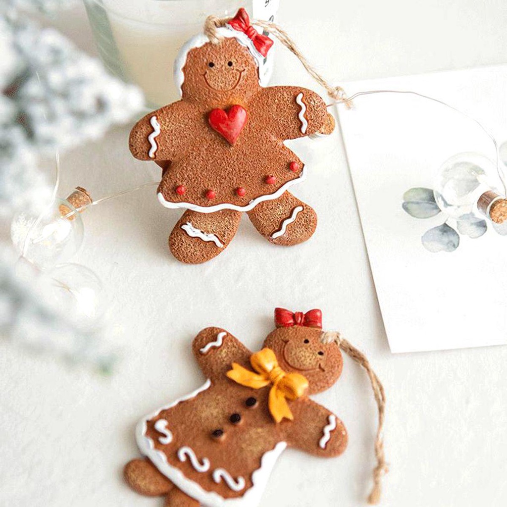 YIYU Phụ Kiện Treo Trang Trí Giáng Sinh Năm Mới Hình Bánh Gừng Xinh Xắn