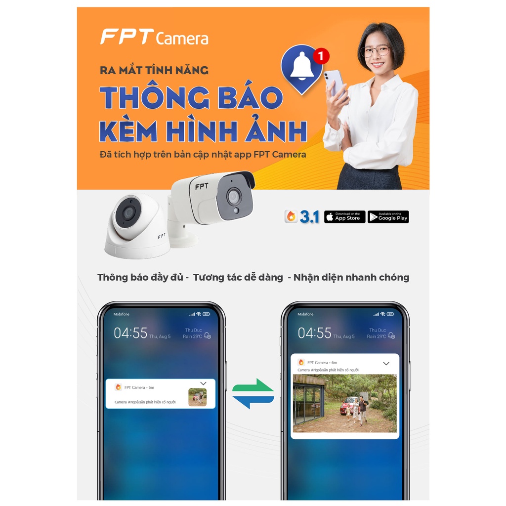 Camera FPT IQ Full HD 1080p camera wifi trong nhà camera an ninh gia đình giám sát ngoài trời xem video chất lượng