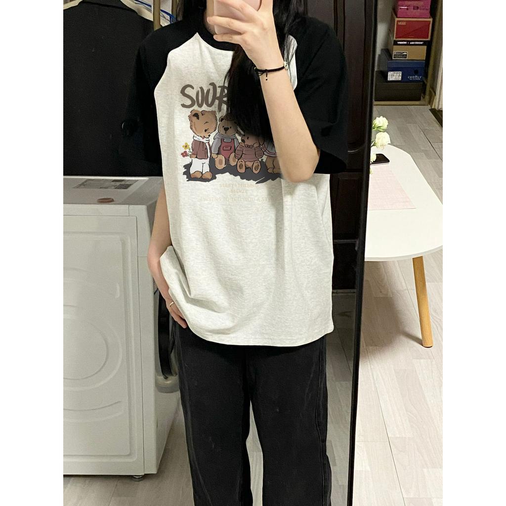 Xiaozhainv Áo Thun Cotton Xám Dáng Rộng In Chữ Phong Cách Đường Phố Thời Trang Mùa Hè Cho Nữ