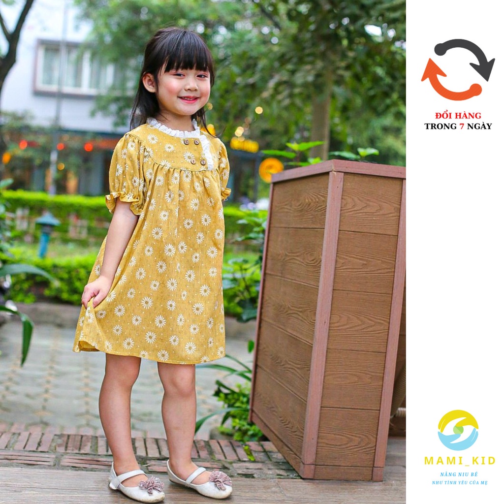 váy xinh cho bé gái 1-10 tuổi, chất liệu đũi hoa siêu mát, 10-25kg, mamikid