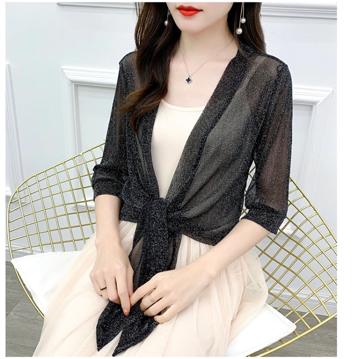 Áo Khoác cardigan Vải Voan Mỏng Tay Lỡ Màu Trơn Thời Trang Chất Lượng Cao