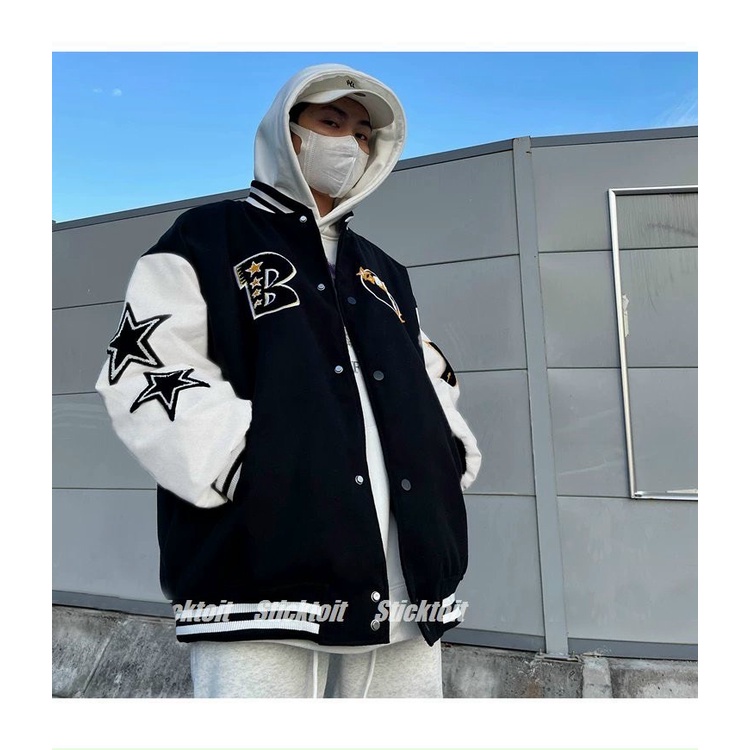 (FREE SHIP) ÁO KHOÁC BOMBER NAM NỮ BATTKIT NGÔI SAO TIA CHỚP PHONG CÁCH RICKIT TK 2022