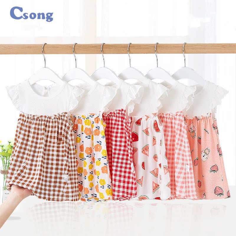 Đầm không tay in họa tiết xinh xắn dễ thương phong cách Hàn Quốc cho bé gái