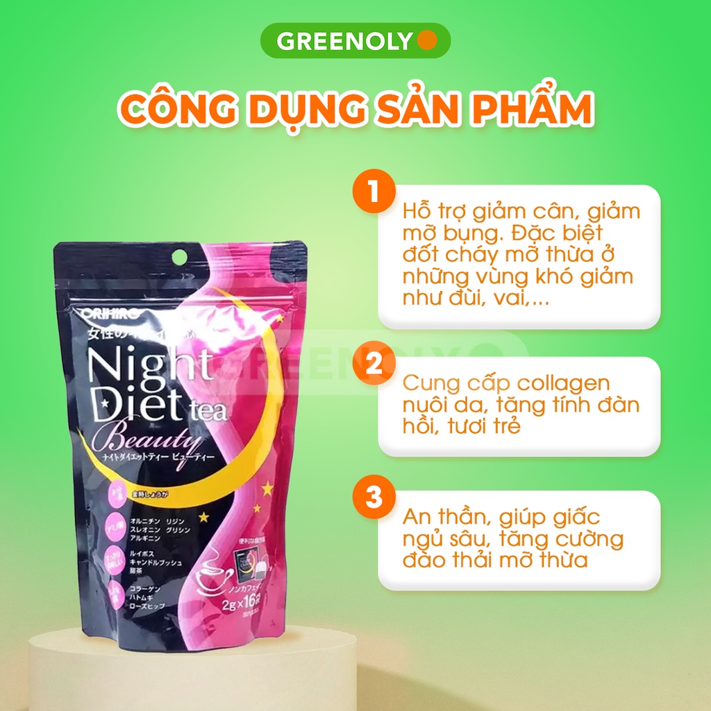 Orihiro Trà Giảm Cân Beauty Collagen 16 Gói