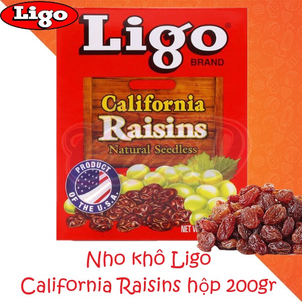Nho khô Ligo California Raisins hộp 200gr