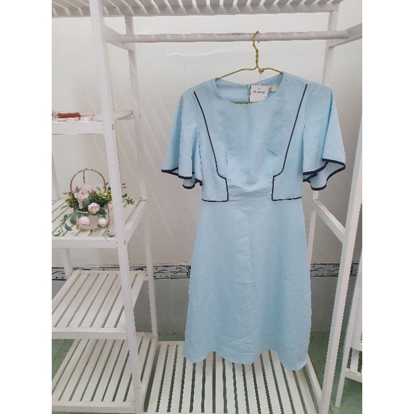 Đầm xanh viền đen Elise nguyên mác (new tag) size S