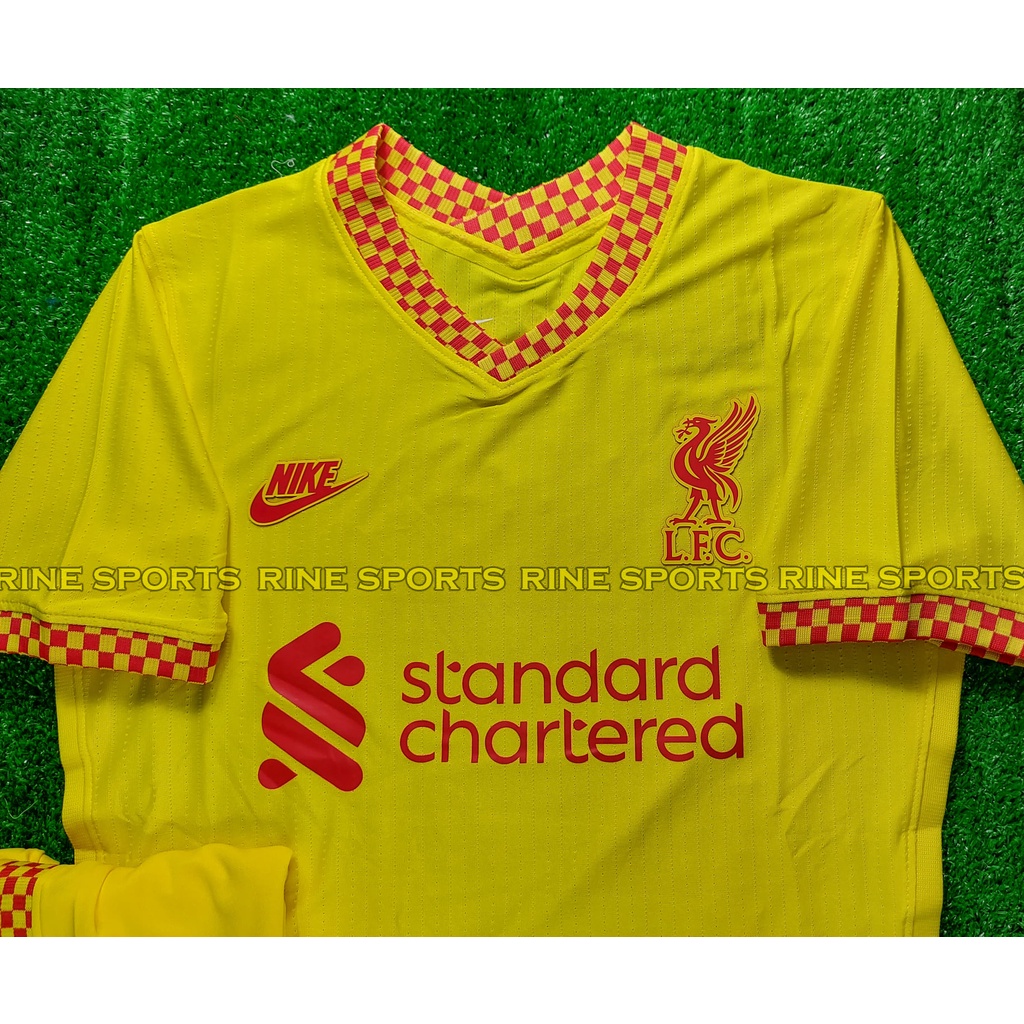 Bộ áo bóng đá Liverpool - liver sân khách vàng Super bodyfix Thailand mùa giải 2021-2022 Hàng Thailand
