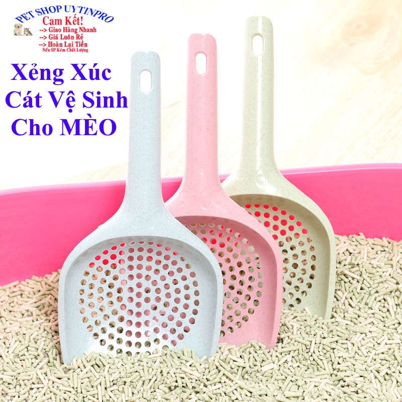 XẺNG XÚC CÁT VỆ SINH CHO MÈO Dọn vệ sinh phân cho mèo Thiết kế in dấu chân ở cán xẻng Dài 25cm