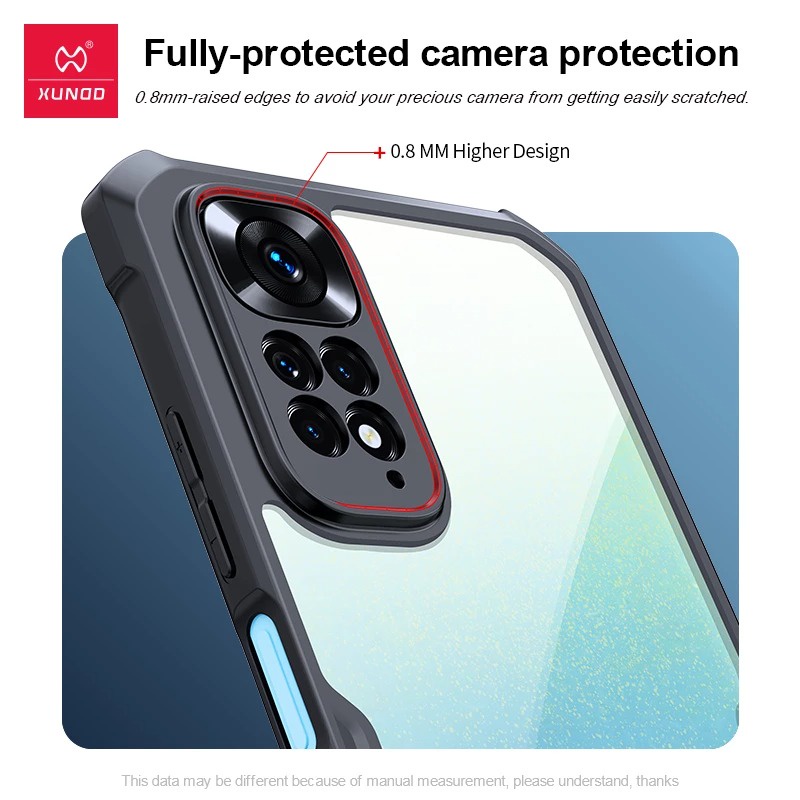 Ốp lưng XUNDD Redmi Note 11 4G/ 11S 4G/ 11 Pro/ 11 Pro Plus 5G - Mặt lưng trong, Viền TPU, Chống sốc - Đen