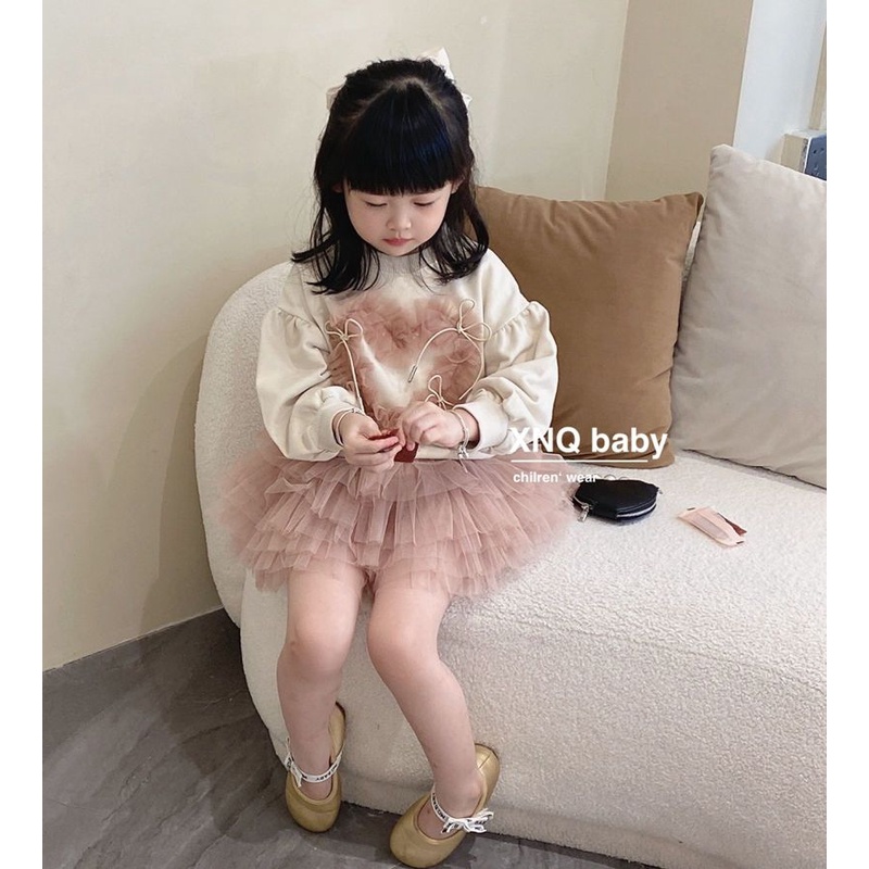 Bộ Áo Sweater Phối Chân Váy Xếp Tầng Kiểu Hàn Quốc Dễ Thương Thời Trang Xuân Thu 2022 Cho Bé Gái