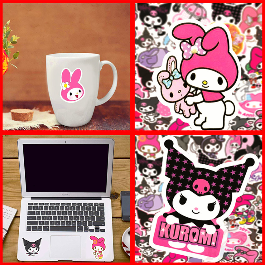❉ My Melody & Kuromi Series 01 - Sanrio Stickers ❉ 50Pcs/Set Anime DIY Fashion Luggage Laptop Skateboard Decals Doodle Stickers