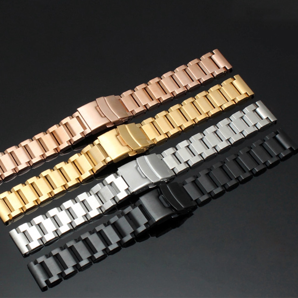 Dây Đồng Hồ Chất Liệu Thép Không Gỉ Mạ Vàng Hồng 18mm 20 22 24mm