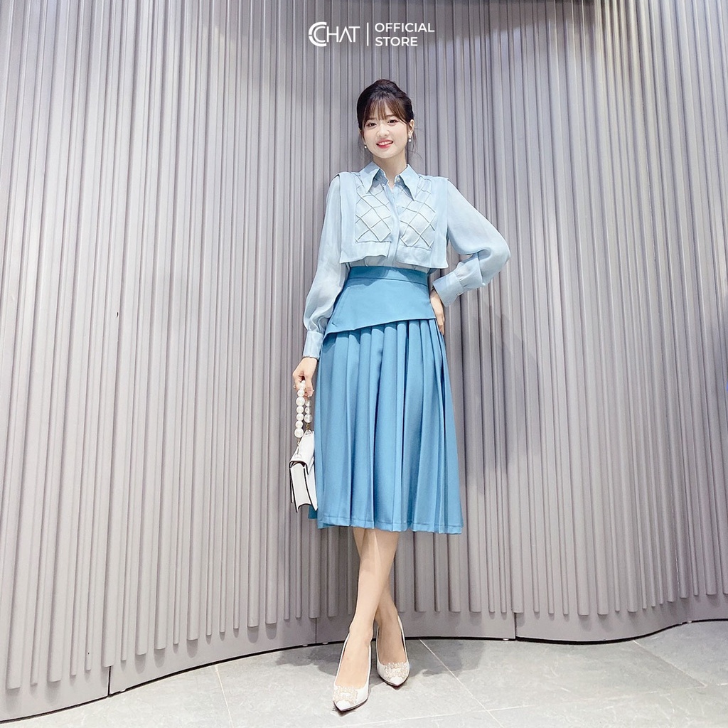 Áo Sơ Mi Nữ 𝐂𝐂𝐇𝐀𝐓 Bấu Ly Ngực Chất Lụa Cao Cấp Phong Cách Trẻ Trung 72FDL9001ST