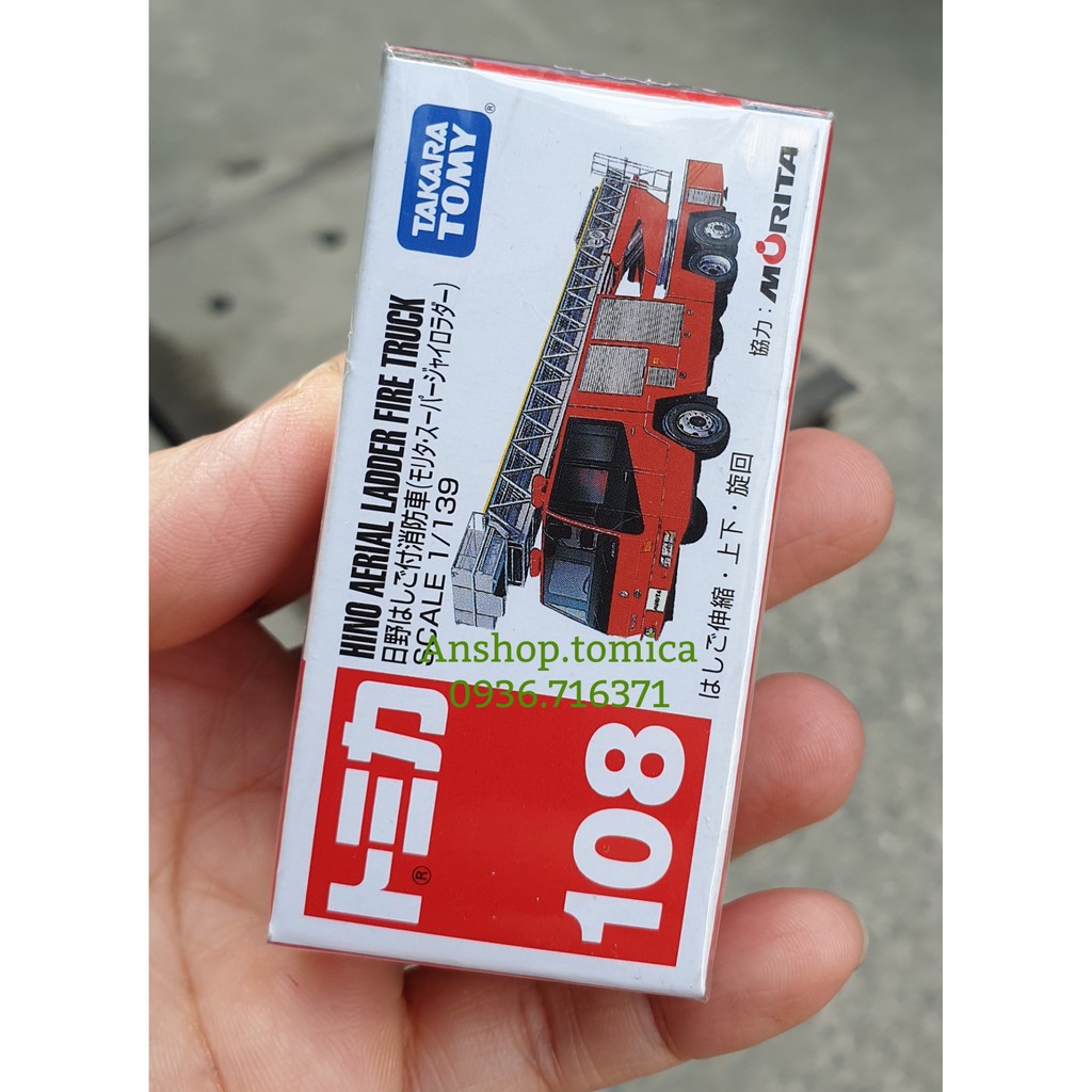 Mô hình xe cứu hỏa thang tomica Nhật Bản No108 (Có Hộp)