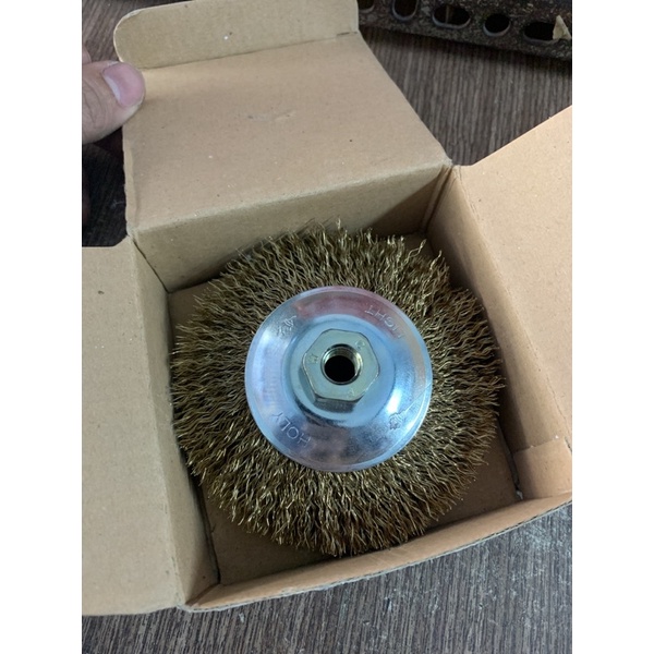 Bánh cước đánh gỉ 100mm gắn máy mài cầm tay