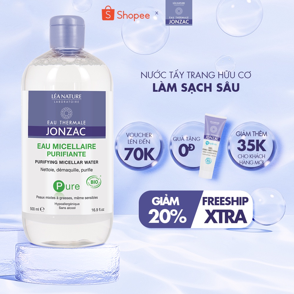 Nước Tẩy Trang Hữu Cơ Làm Sạch Sâu Eau Thermale Jonzac Pure Purifying Micellar Water 500ml