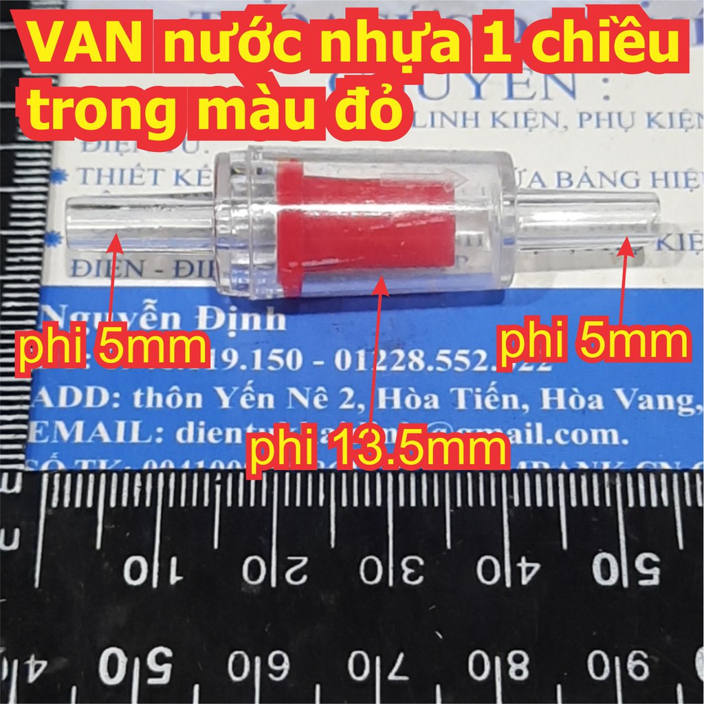 5 cái VAN nước nhựa 1 chiều trong màu đỏ đường kính 5mm kde6421