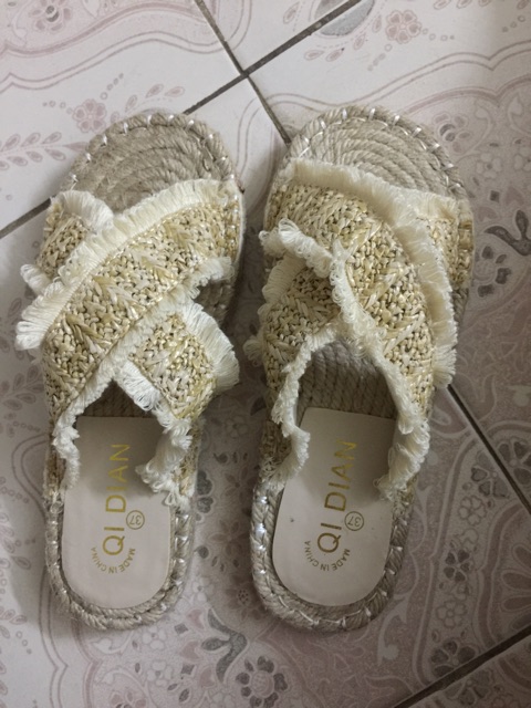 Sẵn sz36 - Dép cói thật quai chéo - kèm ảnh thật