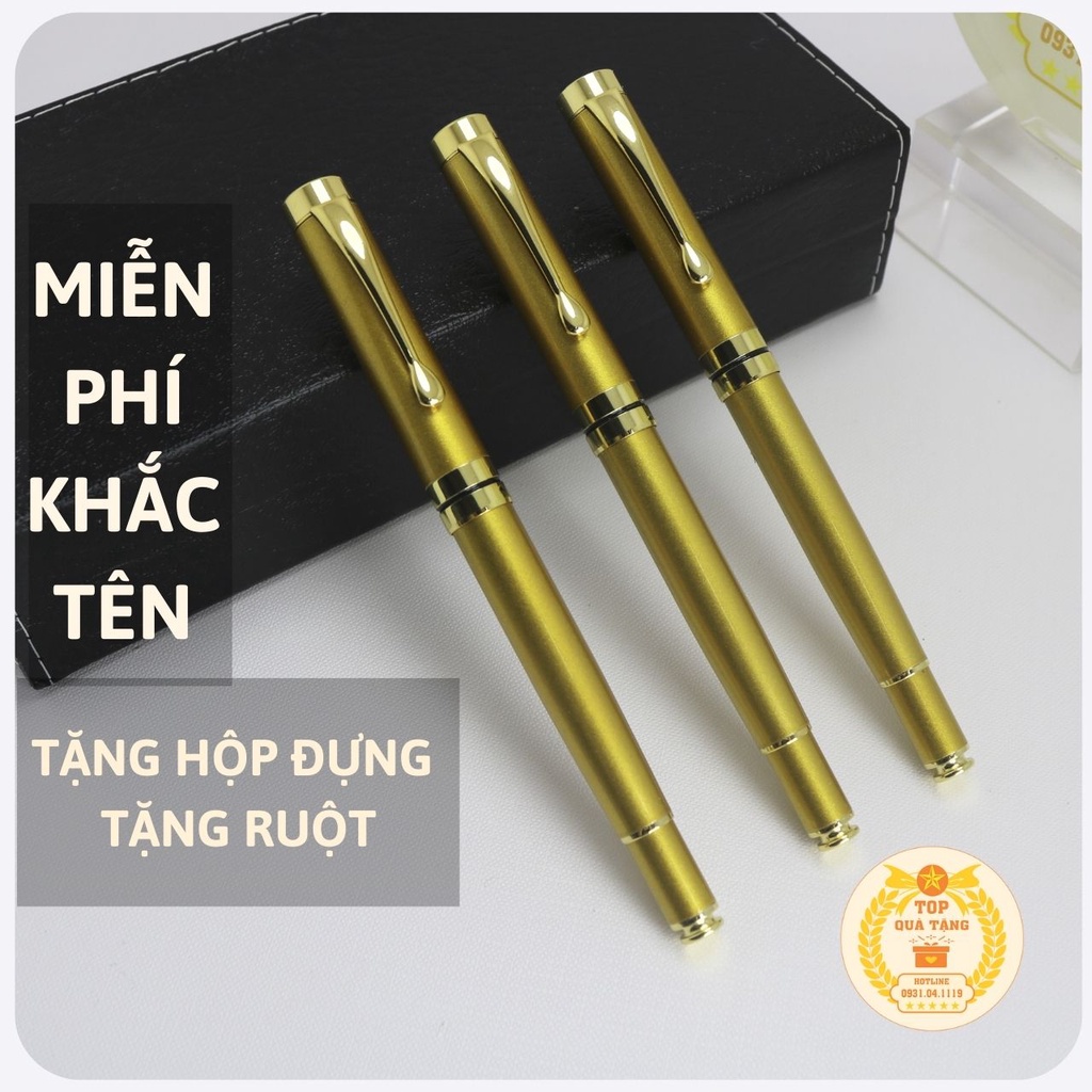 Bút ký, Bút kim loại cao cấp khắc tên PVG027 vàng Gold ngòi 0.5mm | Quà tặng thầy cô bạn bè đồng nghiệp