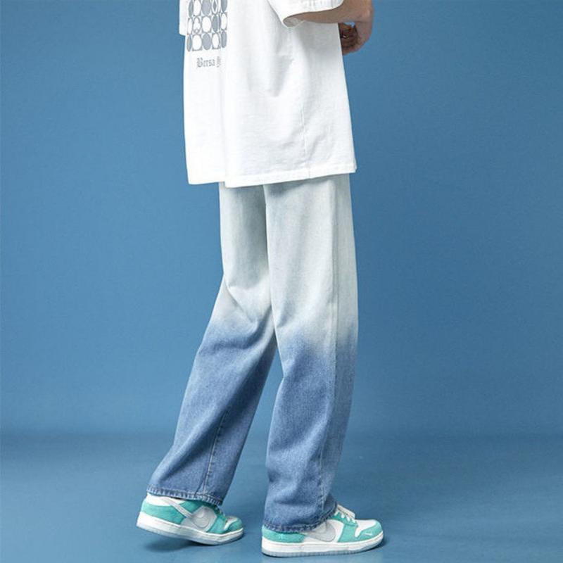 Quần jeans baggy nam dáng dài ống suông rộng phối loang màu cá tính vải bò mềm mại - Gen Z Store HN