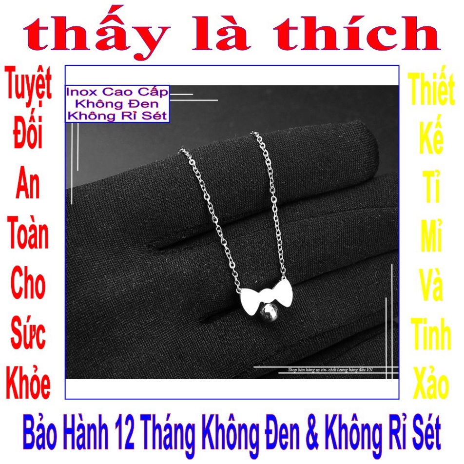 Dây chuyền cho bé mặt chiếc nơ xinh xắn treo bi - An toàn cho trẻ - Cam kết 1 đổi 1 nếu hoen , gỉ sét