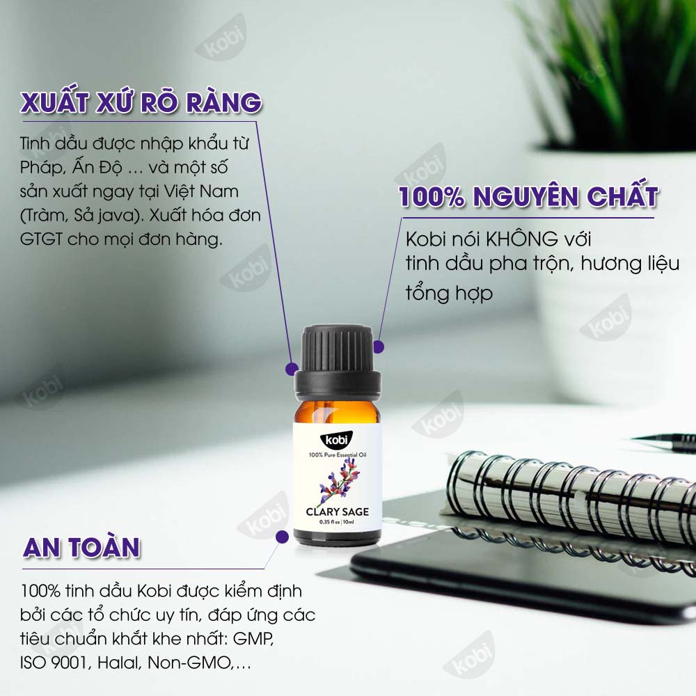 Tinh dầu Đơn Sâm Kobi Clary Sage essential oil giúp giảm stress, chống trầm cảm hiệu quả - 10ml