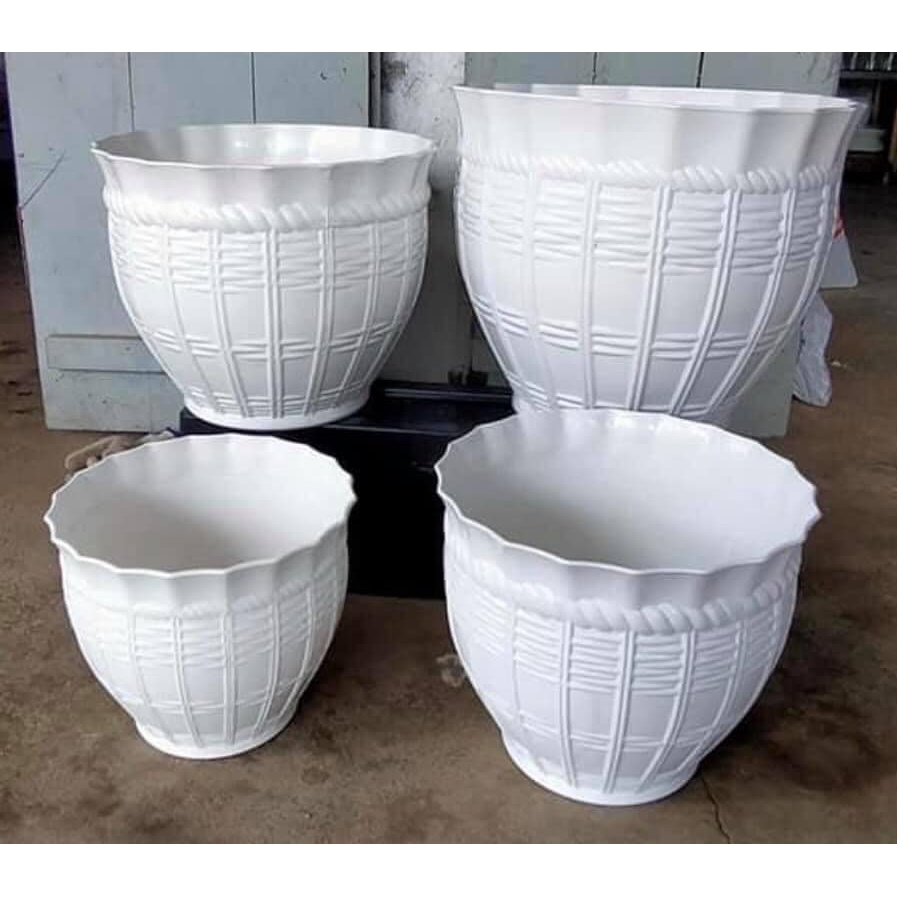 (21x17cm) Chậu nhựa cao cấp đan lan miệng loe loại 1 cực đẹp_Chậu nhựa cứng mây đan tròn