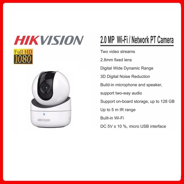 Camera Wifi không dây Hikvision Q21 DS-2CV2Q21FD-IW 2.0MP Xoay 360 đàm thoại 2 chiều - BH 24 tháng chính hãng