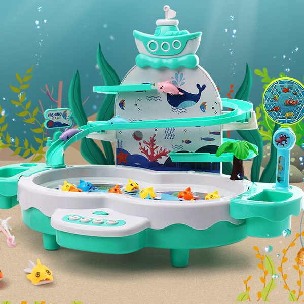 Đồ Chơi Câu Cá Tháp Cầu Trượt Mô Hình Thác Nước: Cá nhẩy Vui Nhộn Có Đèn, Có Nhạc- Hàng Đắt