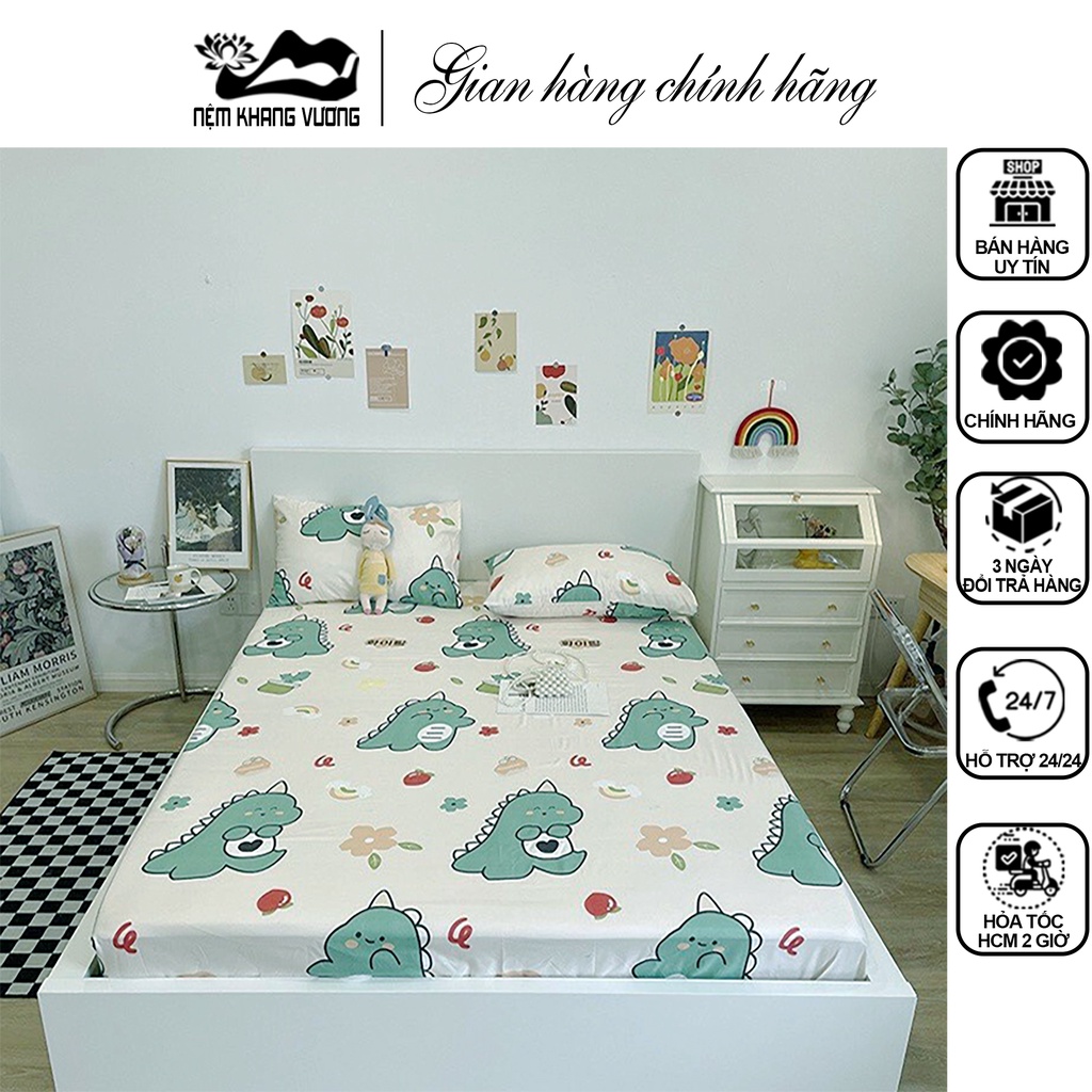 Bộ ga gối cotton poly họa tiết dễ thương nhiều kích thước drap bọc nệm M6,M8