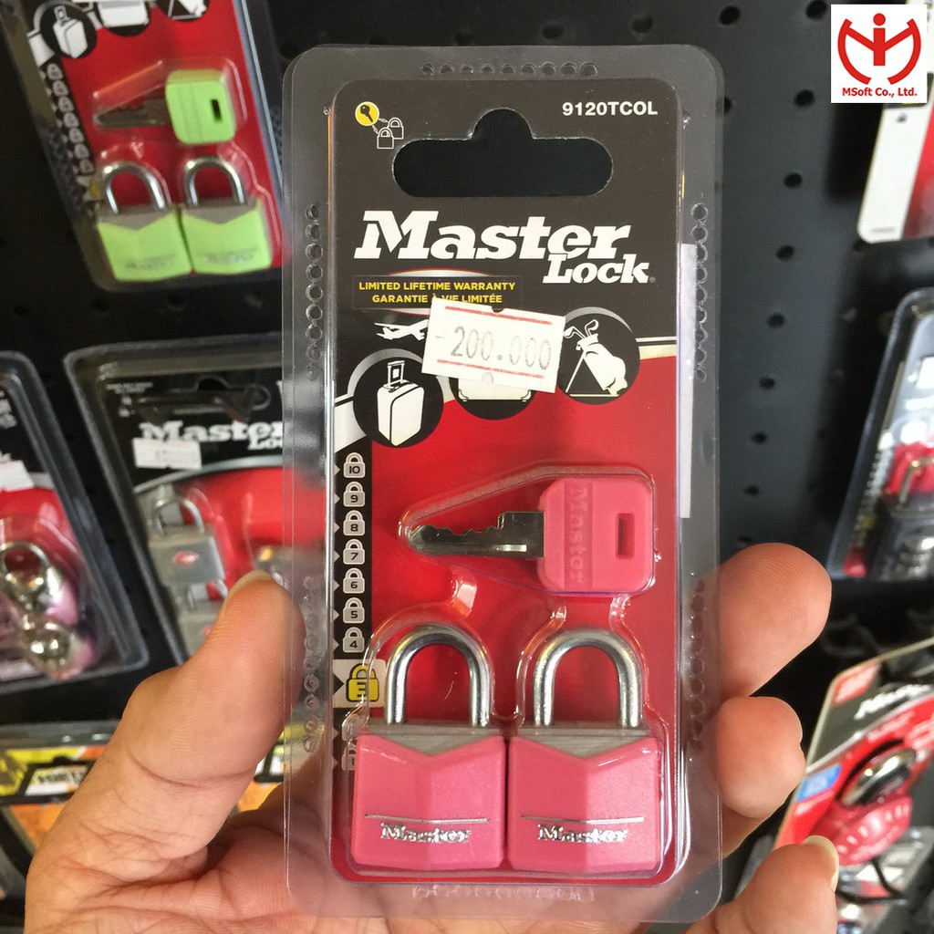 [Hỏa tốc HCM] Bộ 2 ổ khóa vali Master Lock 9120 EURTCOL rộng 20mm dùng chung chìa - MSOFT