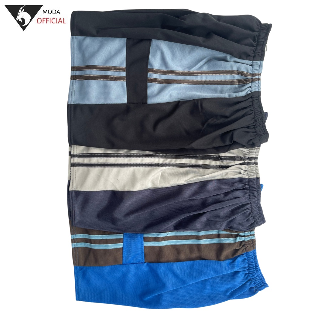Combo 3 Quần Short Đùi Nam  MODA  Sọc 115 - Quần short Nam Vãi Thun Thấm Hút Tốt ONE SIZE TỪ 49-74KG